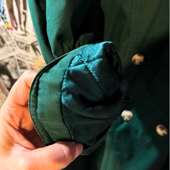 ✨ Rare 1980s Hugo Boss Forest Green Quilted Trench Coat – Swiss Made – Collector - Picture 8 of 8